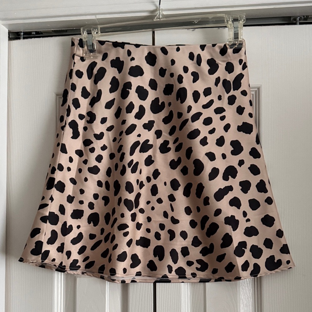 AQUA Leopard Print A-Line Skirt